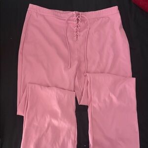 Pink Lace-Up Pants